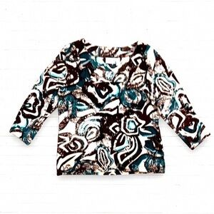 Chico's Brown and Teal Abstract Top